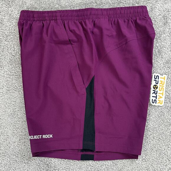 Under Armour Project Rock Shorts Mens Medium Purple 5" Training Ultimate Gym - Picture 1 of 11